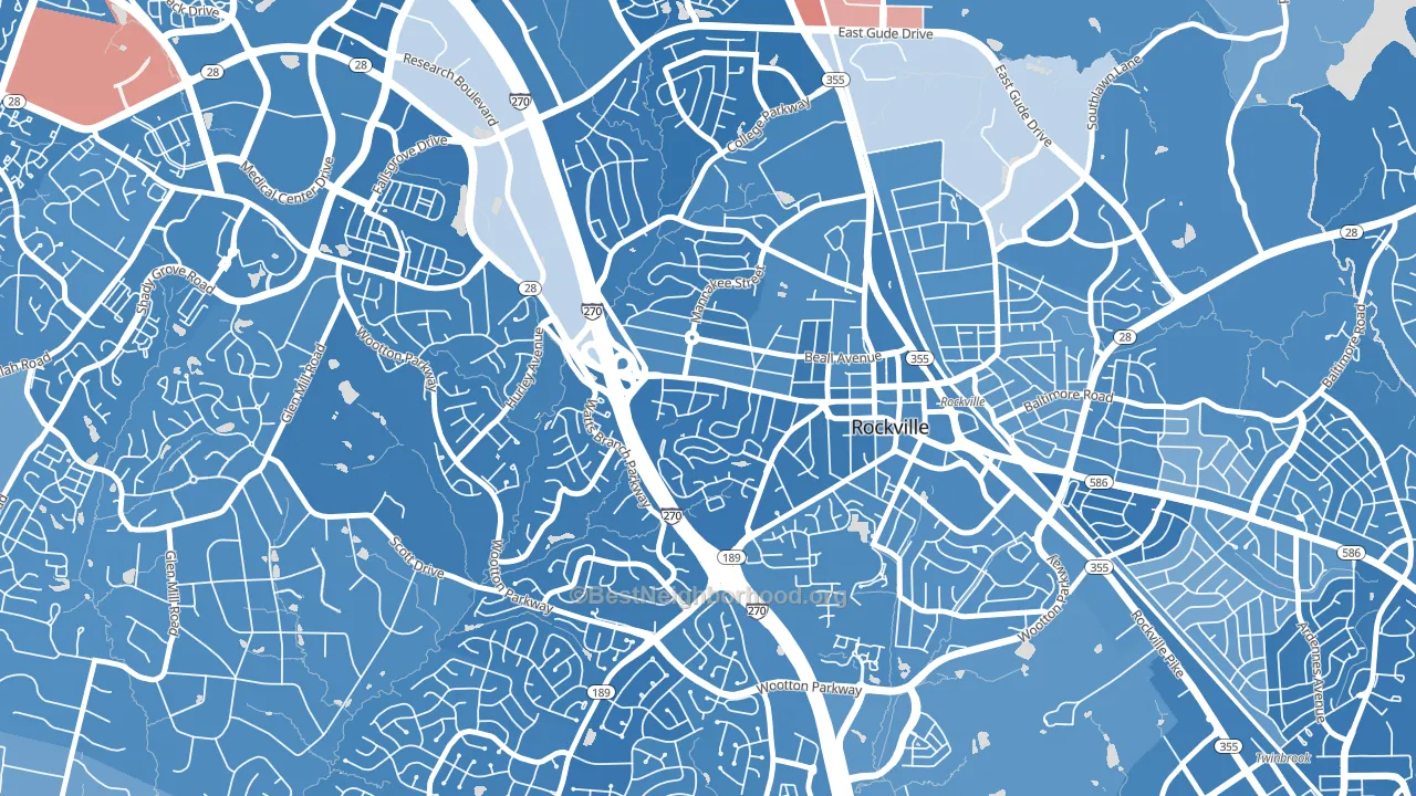West End Park, Rockville, MD block-group political-lean map
