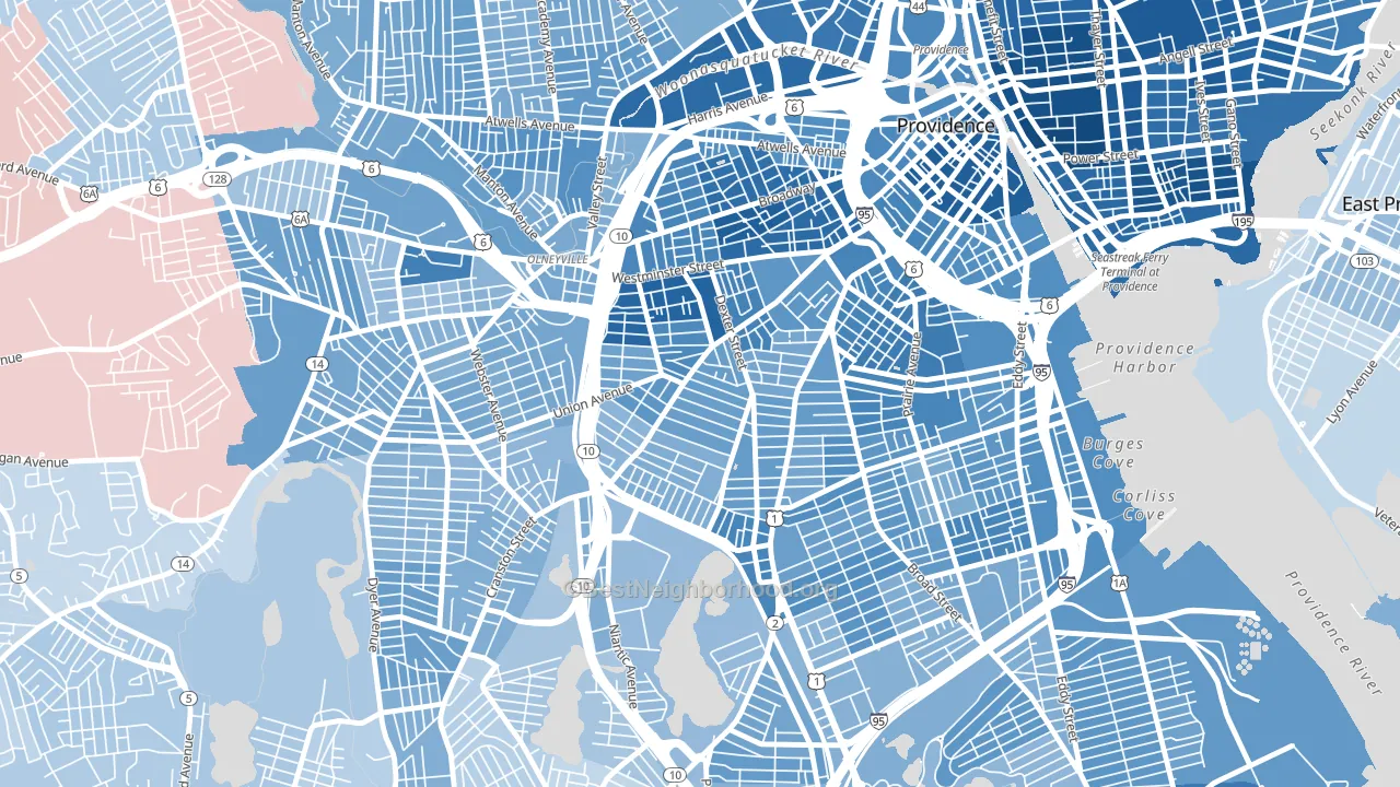 West End, Providence, RI block-group political-lean map