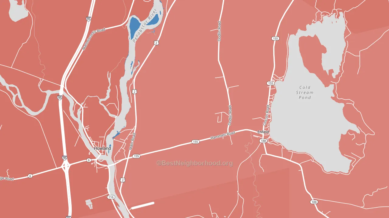 West Enfield, ME block-group political-lean map
