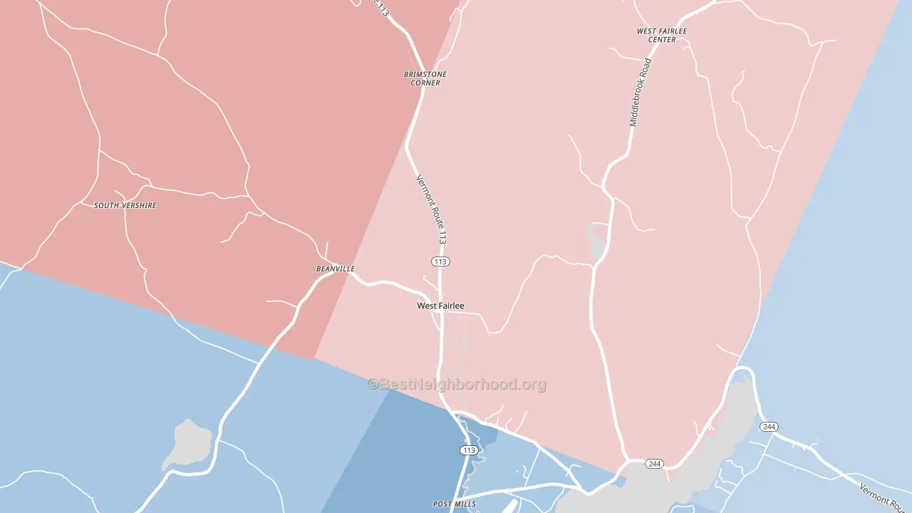 West Fairlee, VT block-group political-lean map