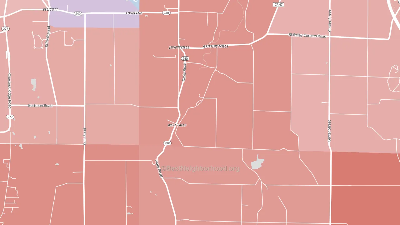 West Falls, NY block-group political-lean map