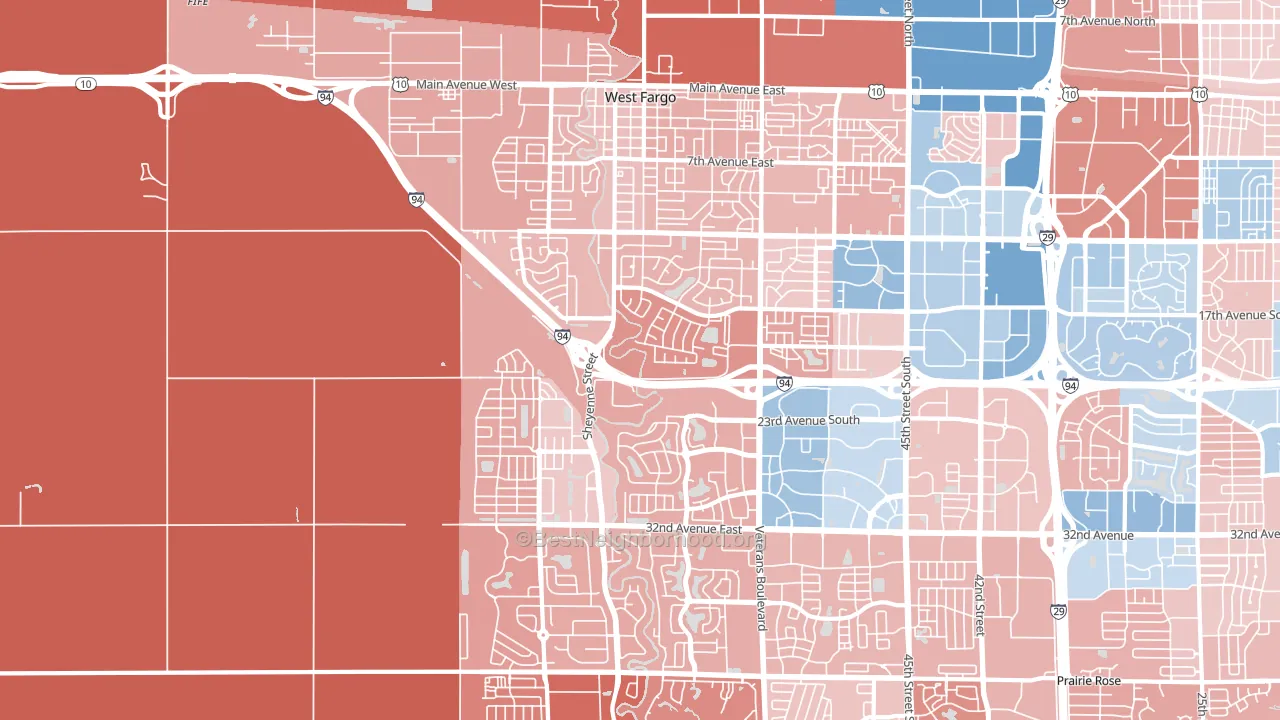 West Fargo, ND block-group political-lean map