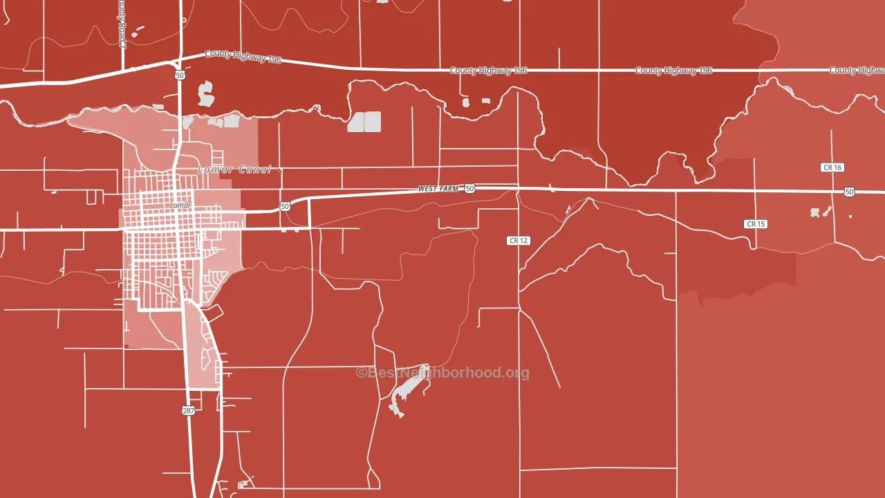 West Farm, CO block-group political-lean map