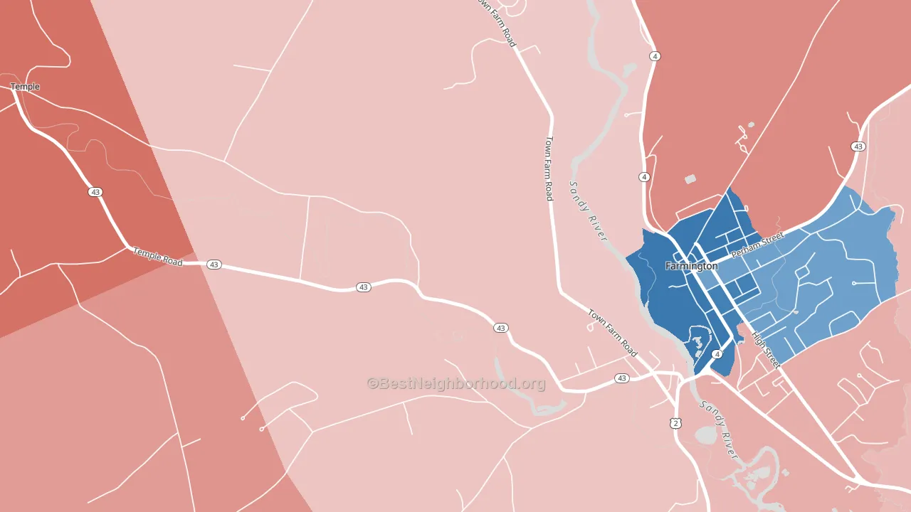 West Farmington, ME block-group political-lean map