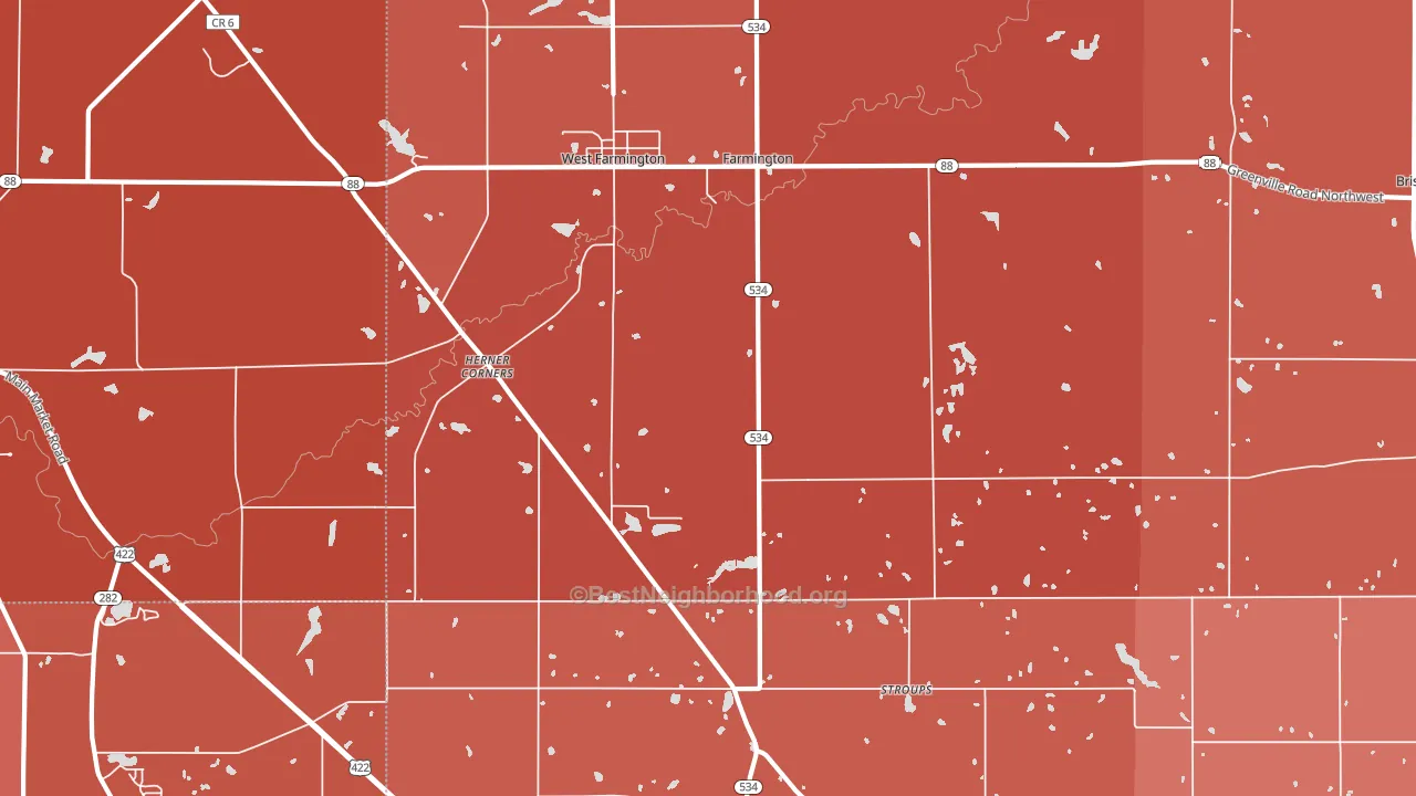West Farmington, OH block-group political-lean map