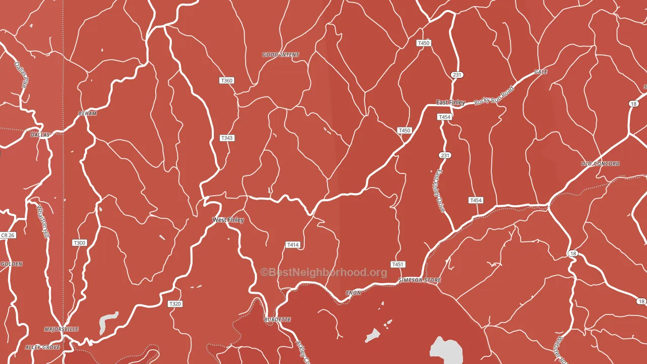 West Finley, PA block-group political-lean map