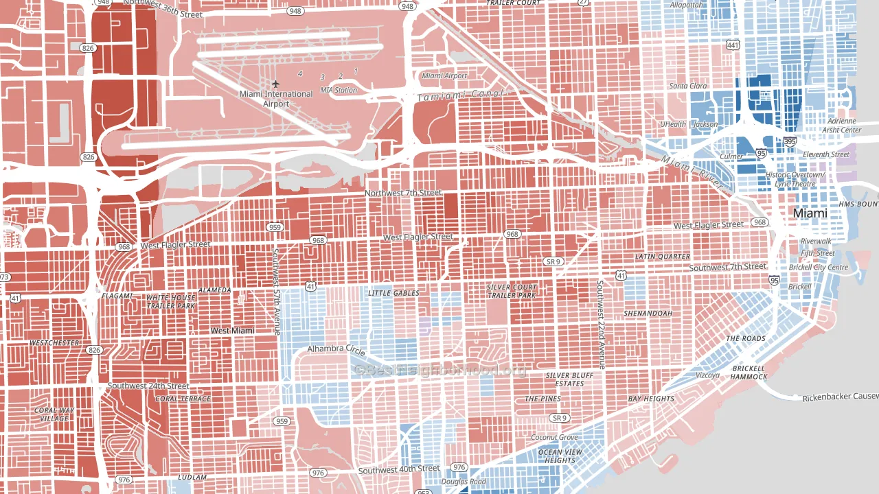 West Flagler, Miami, FL block-group political-lean map