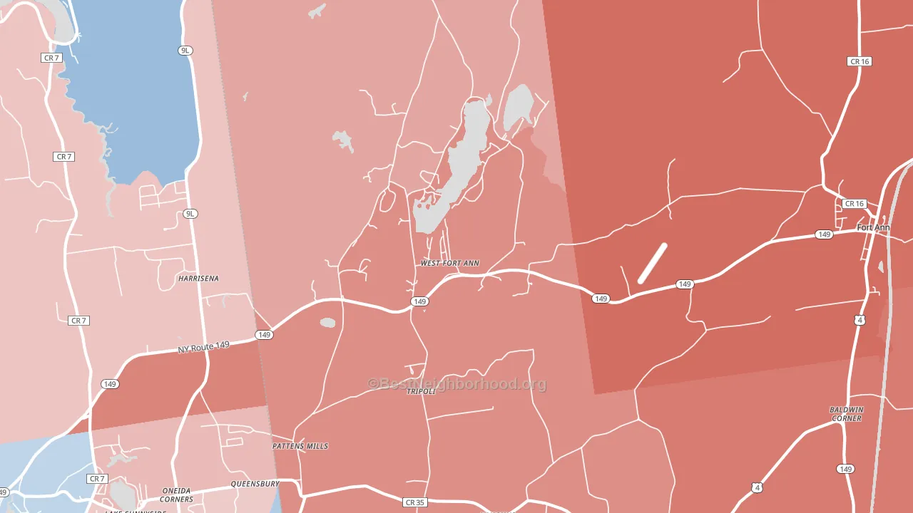 West Fort Ann, NY block-group political-lean map