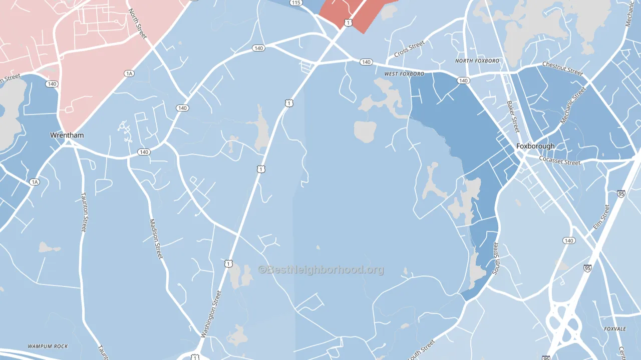 West Foxboro, MA block-group political-lean map