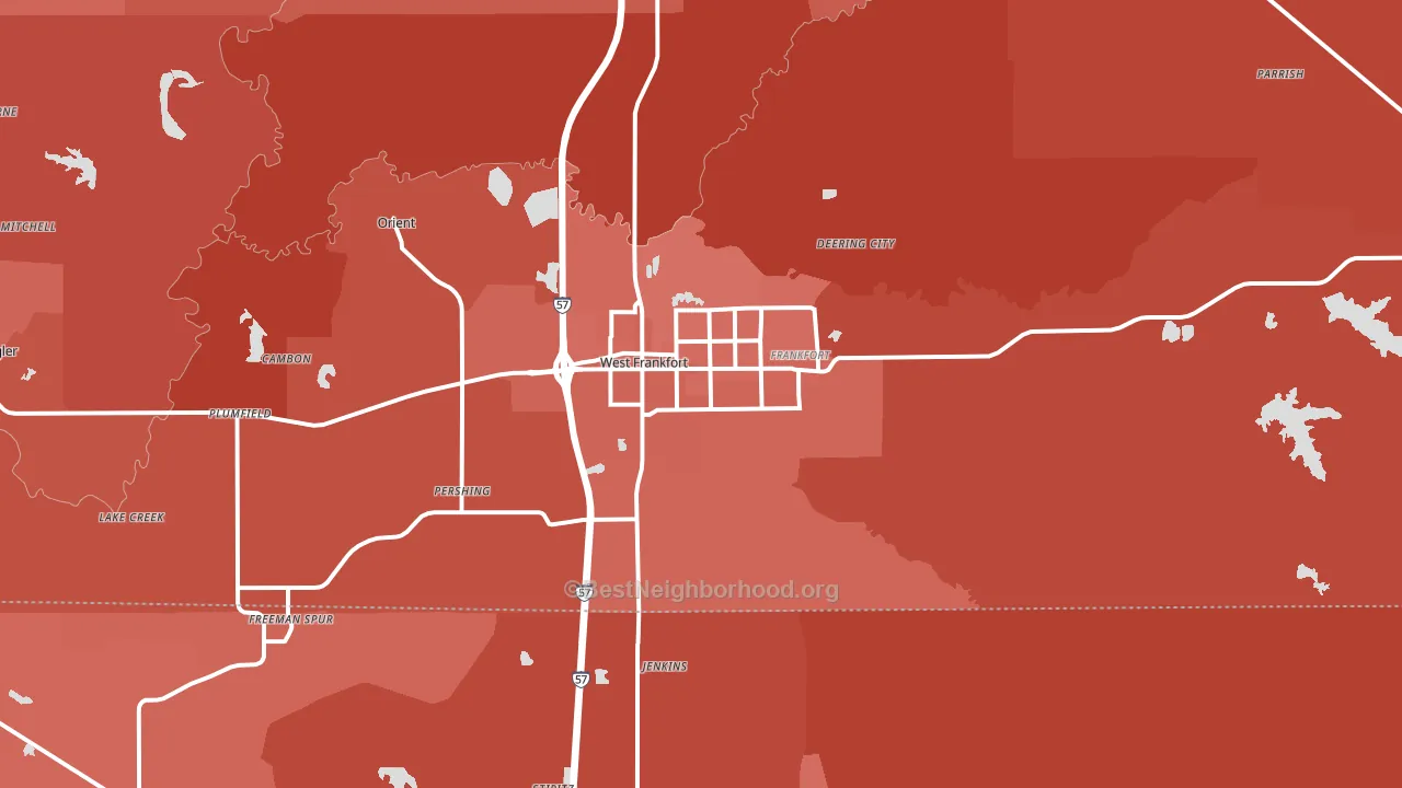 West Frankfort, IL block-group political-lean map