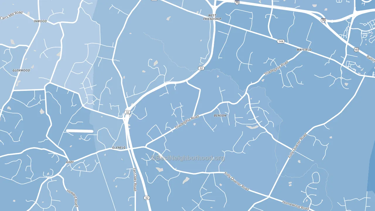 West Friendship, MD block-group political-lean map