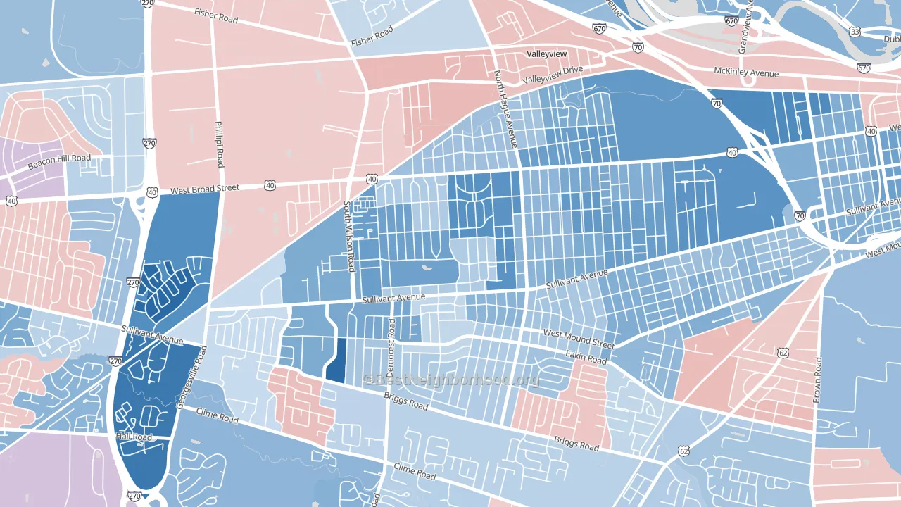 West Gate, Columbus, OH block-group political-lean map