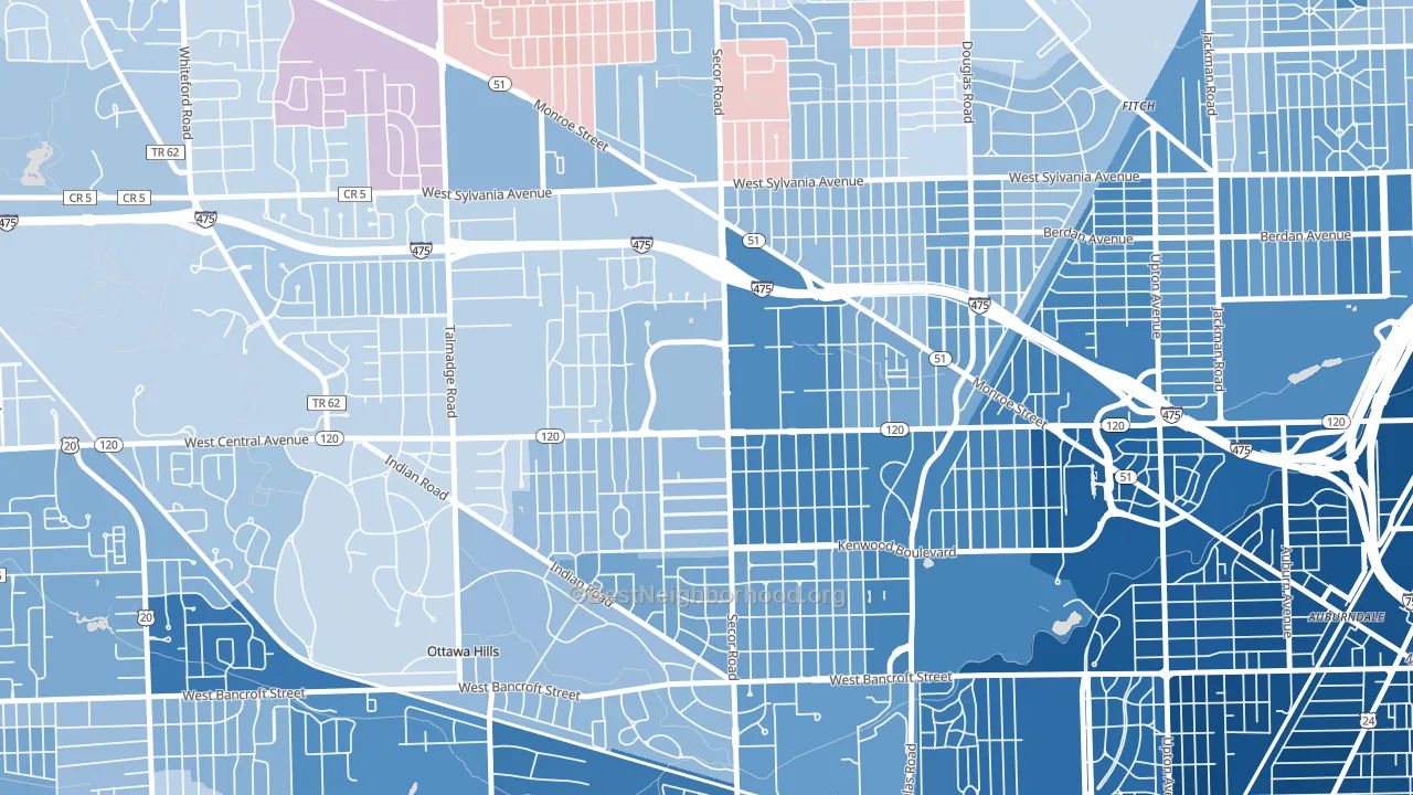West Gate, Toledo, OH block-group political-lean map