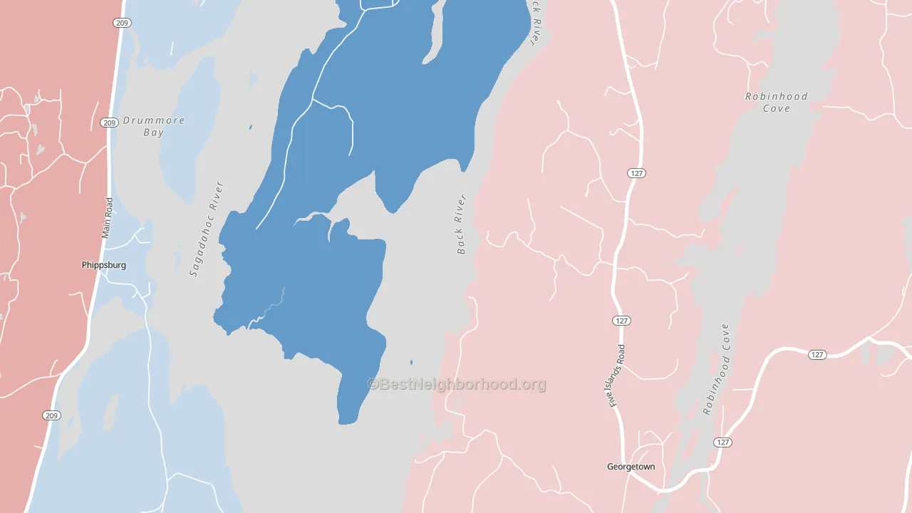 West Georgetown, ME block-group political-lean map