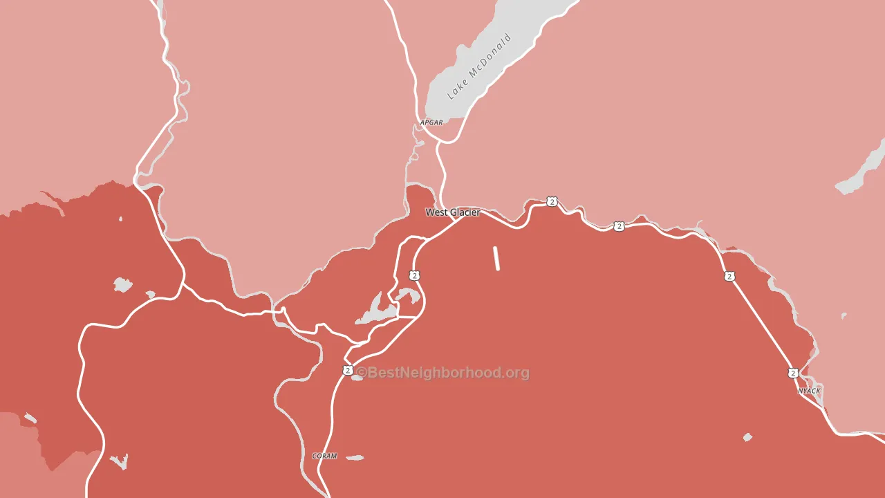 West Glacier, MT block-group political-lean map