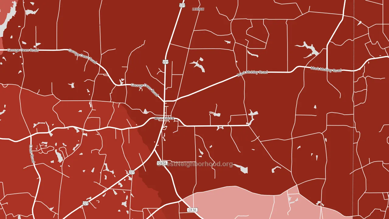 West Green, GA block-group political-lean map