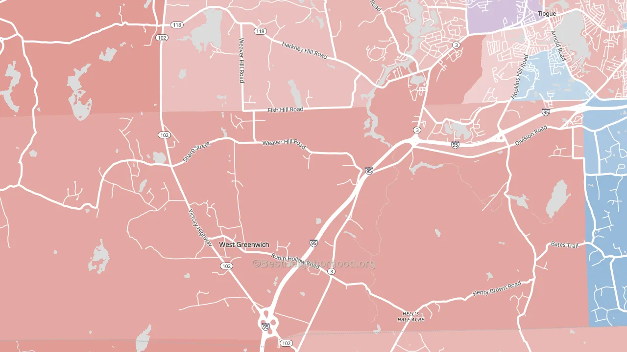 West Greenwich, RI block-group political-lean map