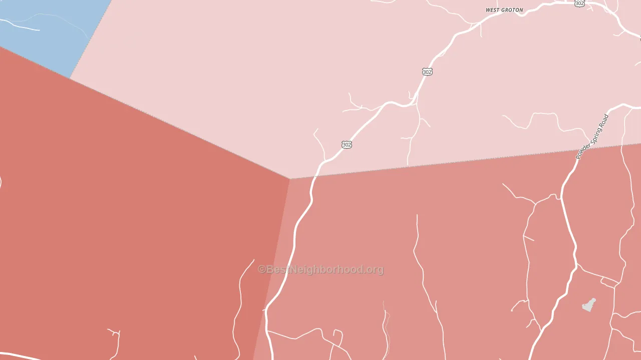 West Groton, VT block-group political-lean map