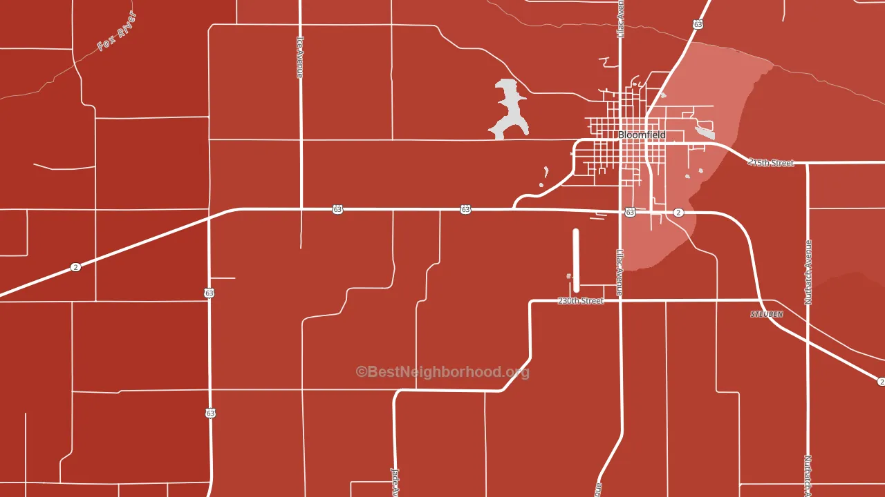 West Grove, IA block-group political-lean map