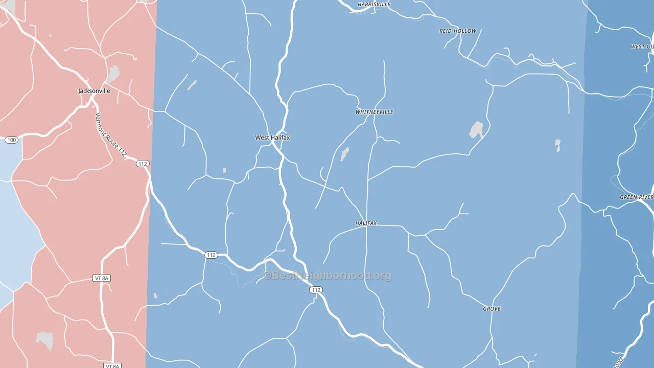 West Halifax, VT block-group political-lean map