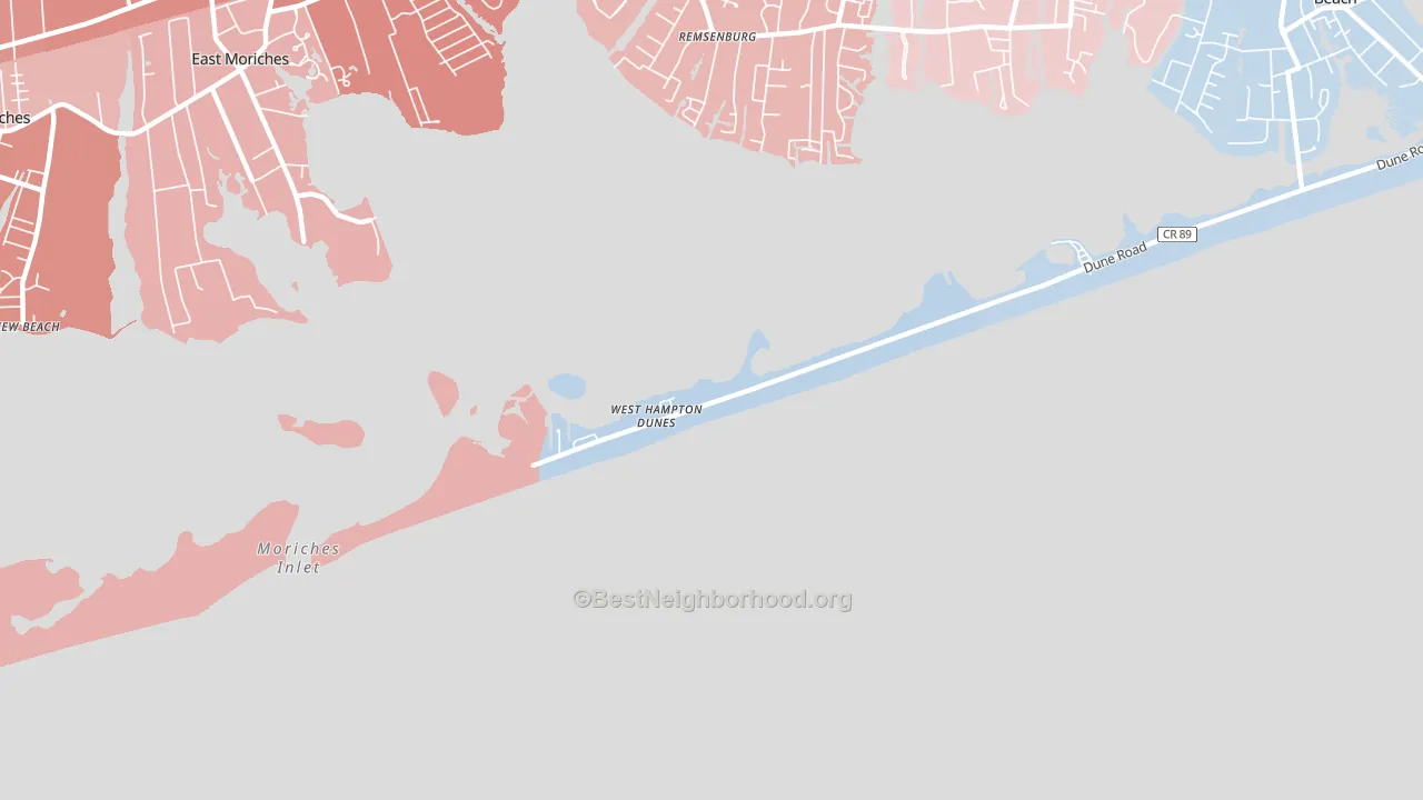 West Hampton Dunes, NY block-group political-lean map