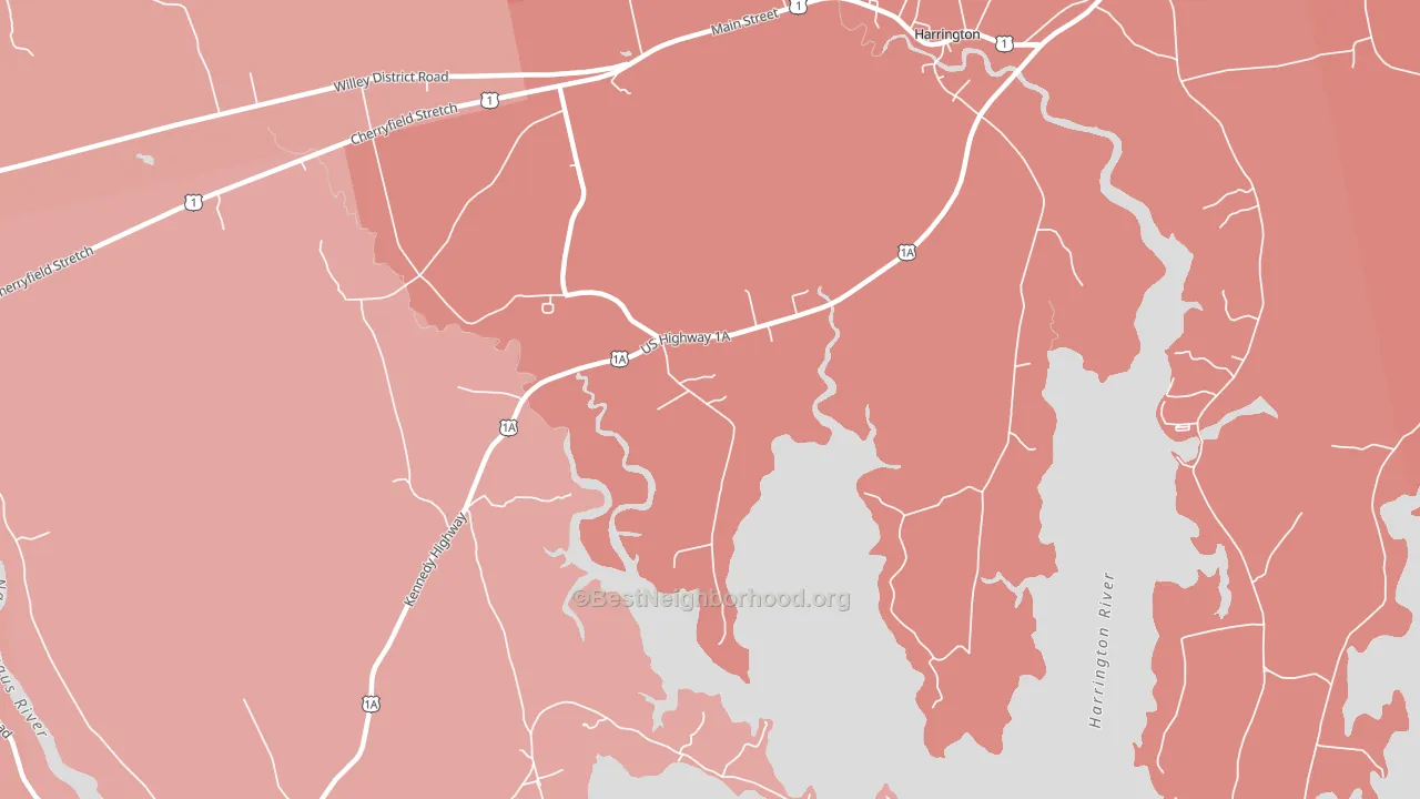 West Harrington, ME block-group political-lean map