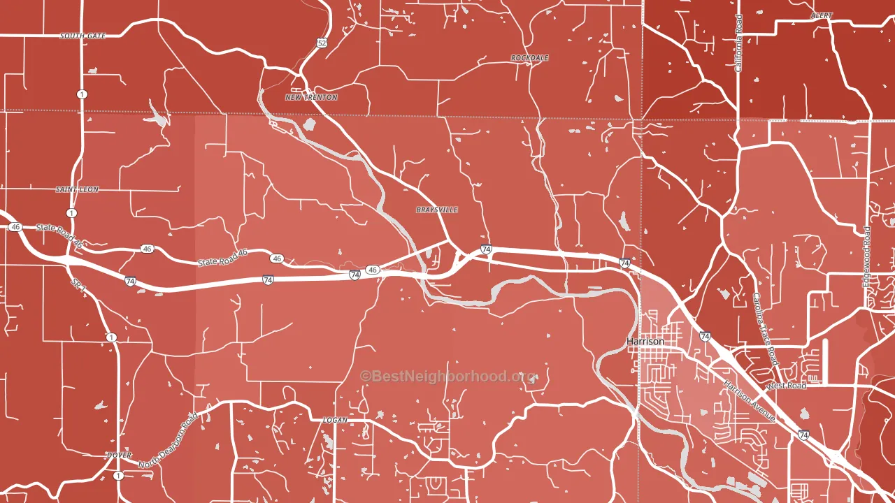 West Harrison, IN block-group political-lean map