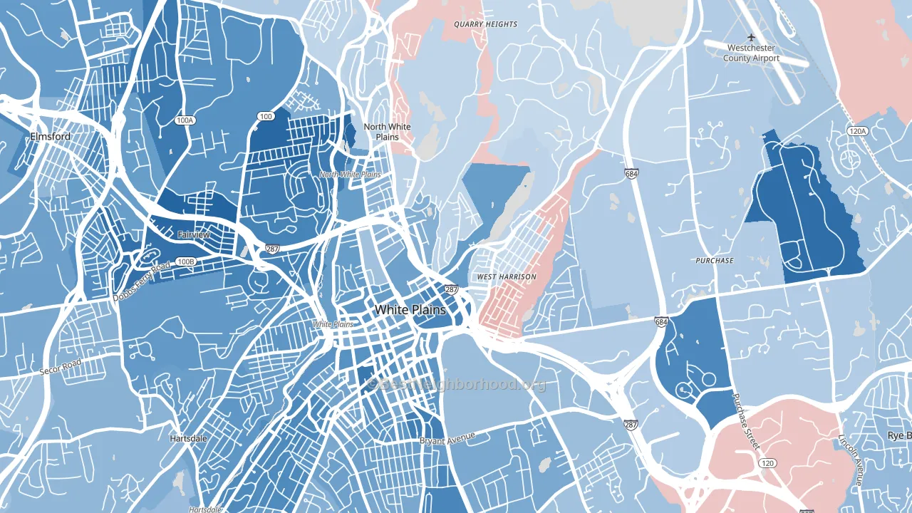 West Harrison, NY block-group political-lean map