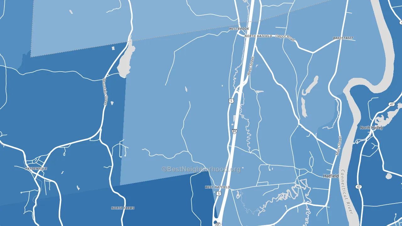 West Hatfield, MA block-group political-lean map