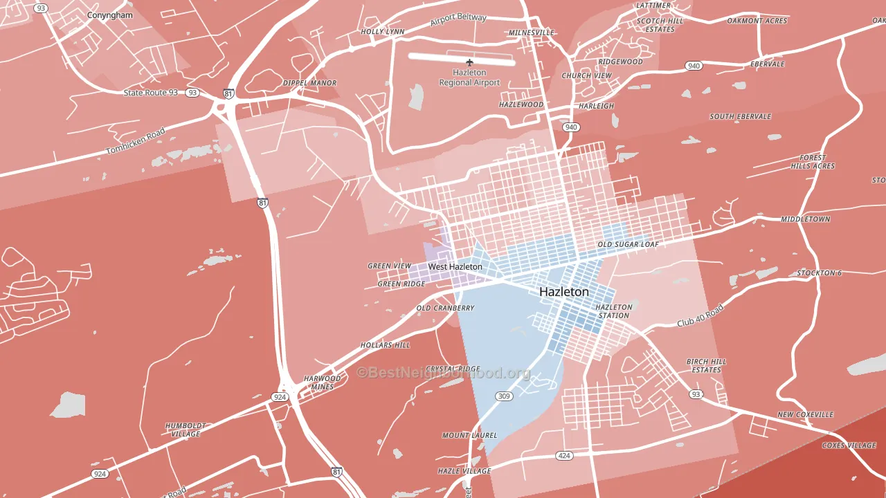 West Hazleton, PA block-group political-lean map