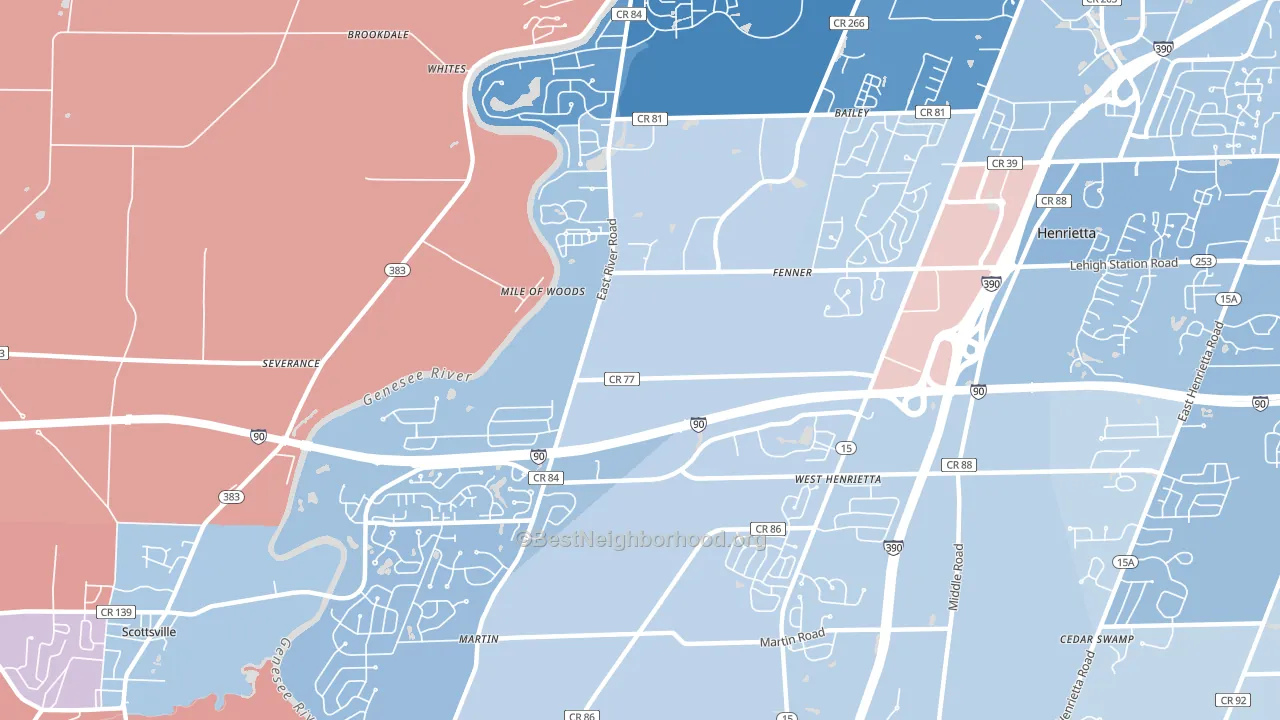 West Henrietta, NY block-group political-lean map