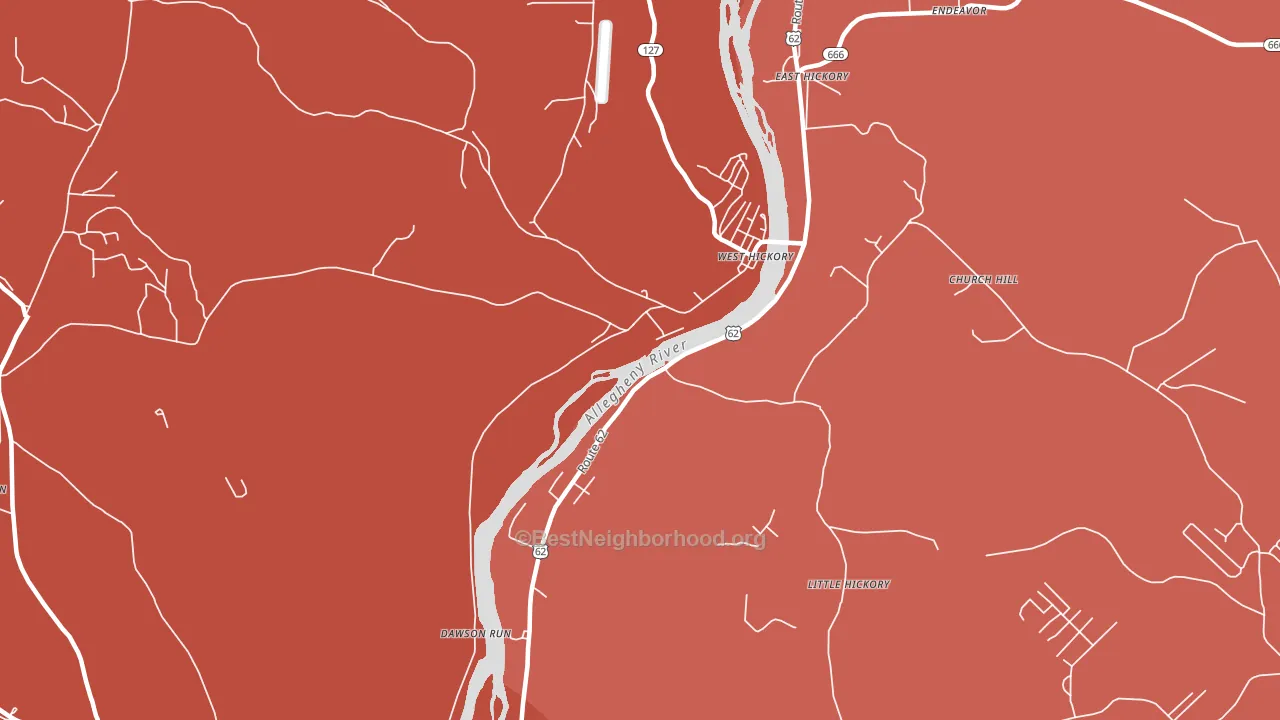 West Hickory, PA block-group political-lean map