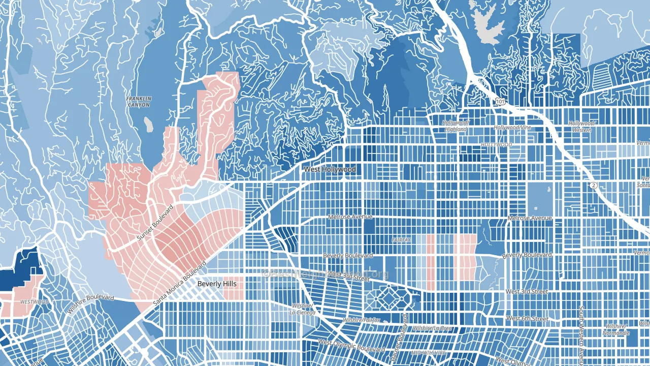 West Hollywood, CA block-group political-lean map