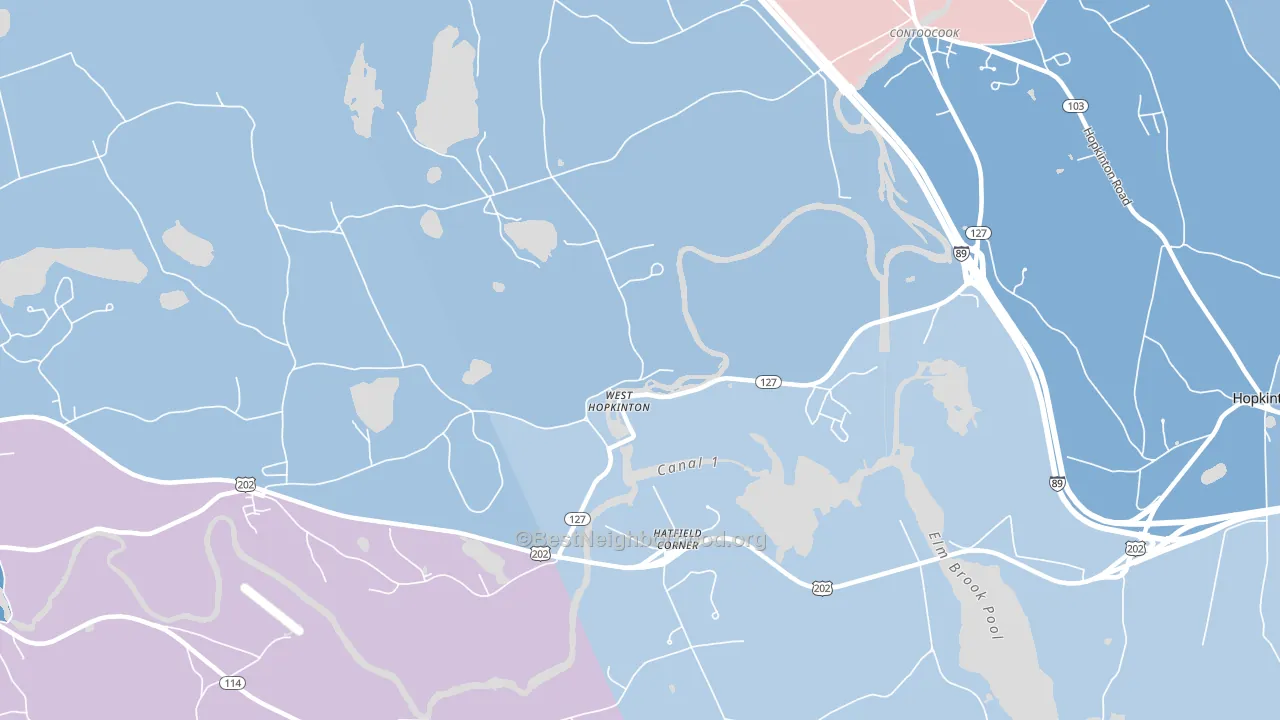 West Hopkinton, NH block-group political-lean map