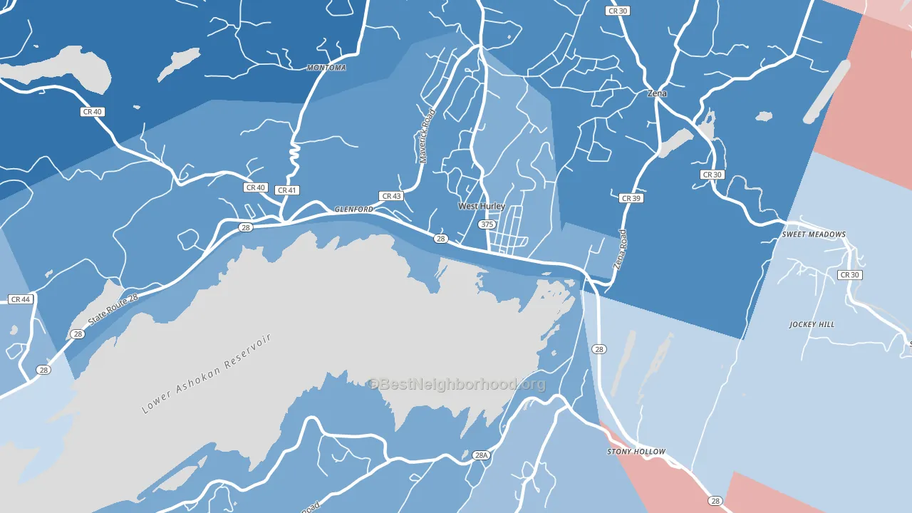 West Hurley, NY block-group political-lean map