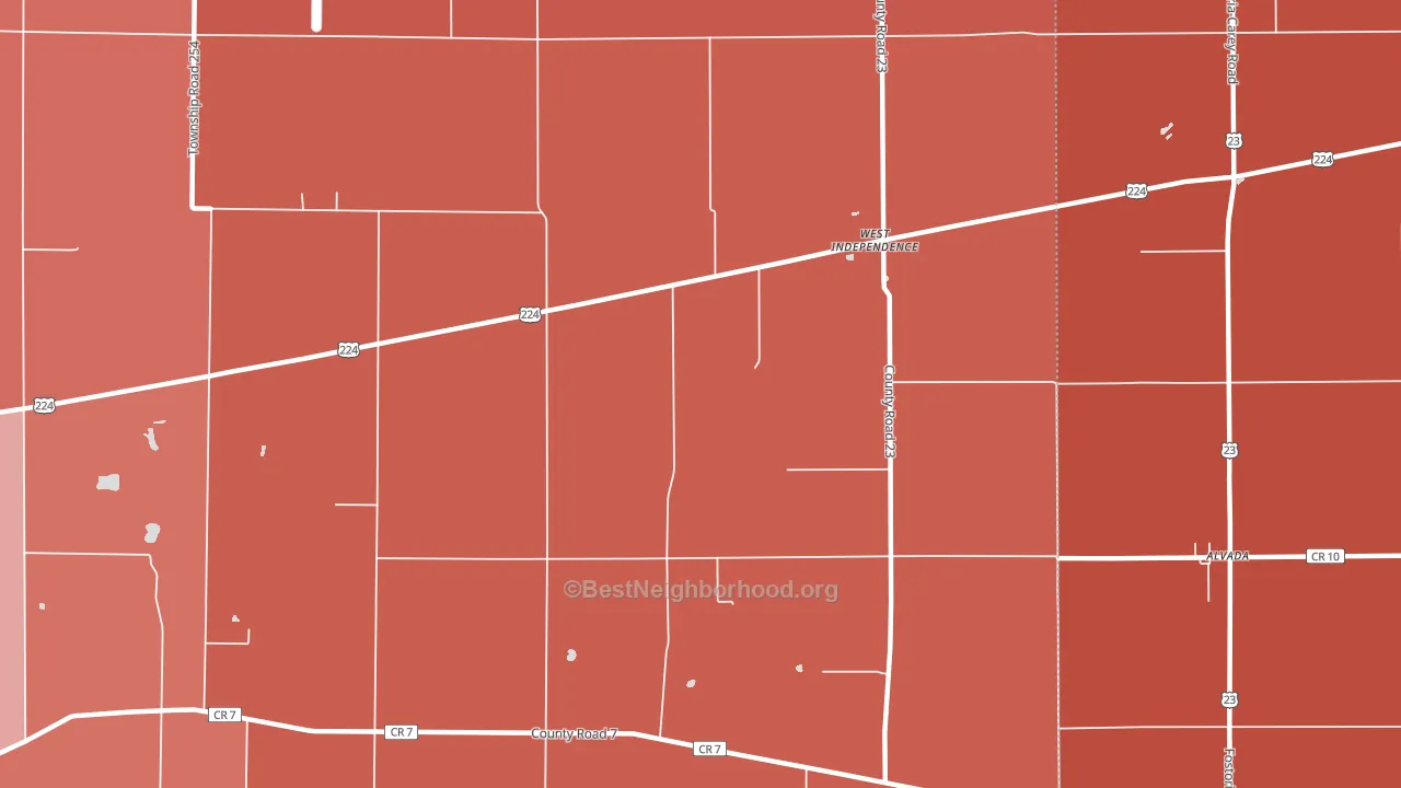 West Independence, OH block-group political-lean map