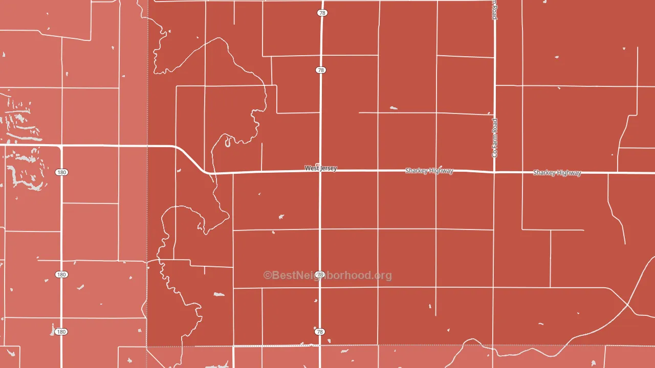 West Jersey, IL block-group political-lean map