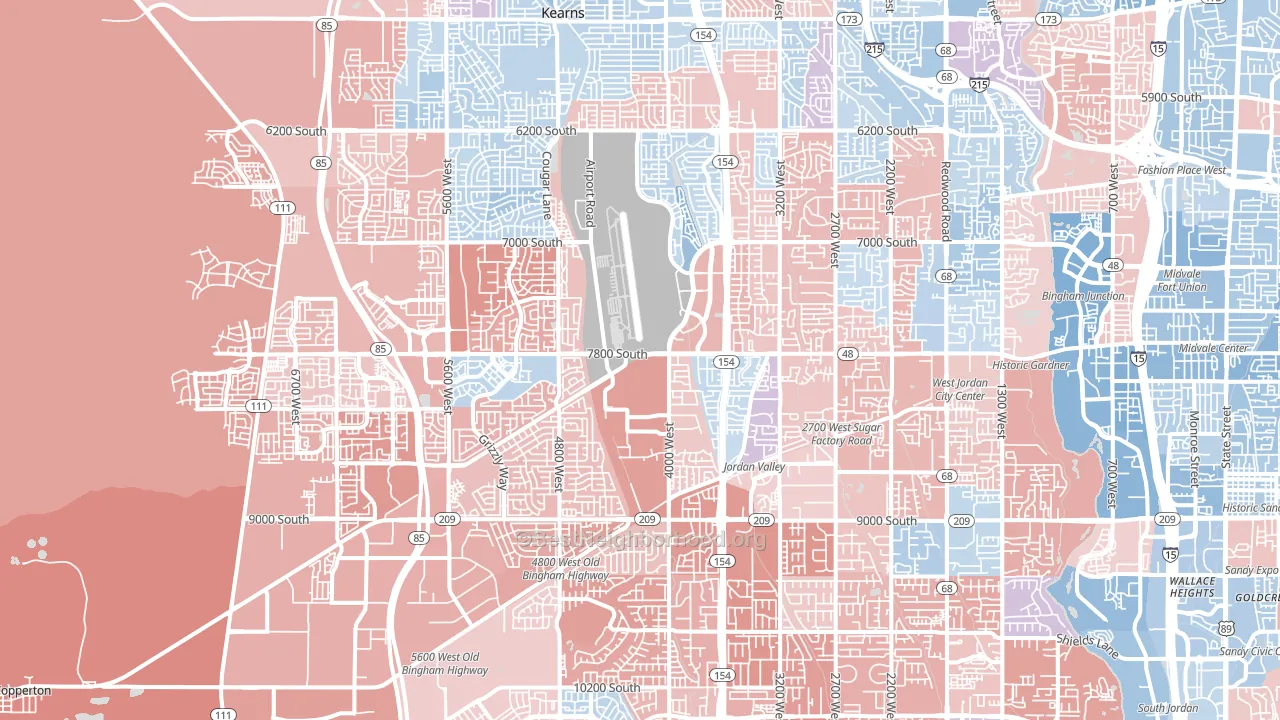 West Jordan, UT block-group political-lean map