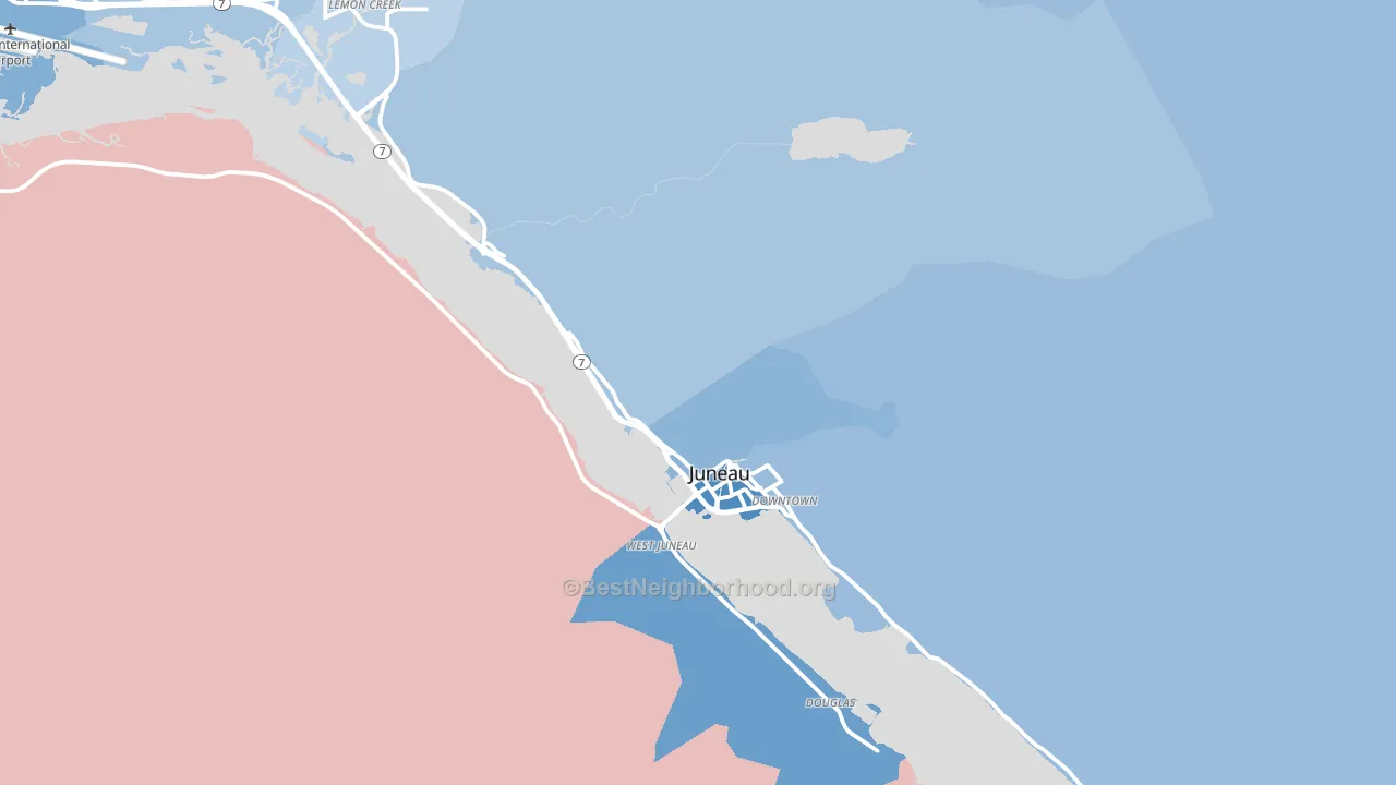 West Juneau, AK block-group political-lean map