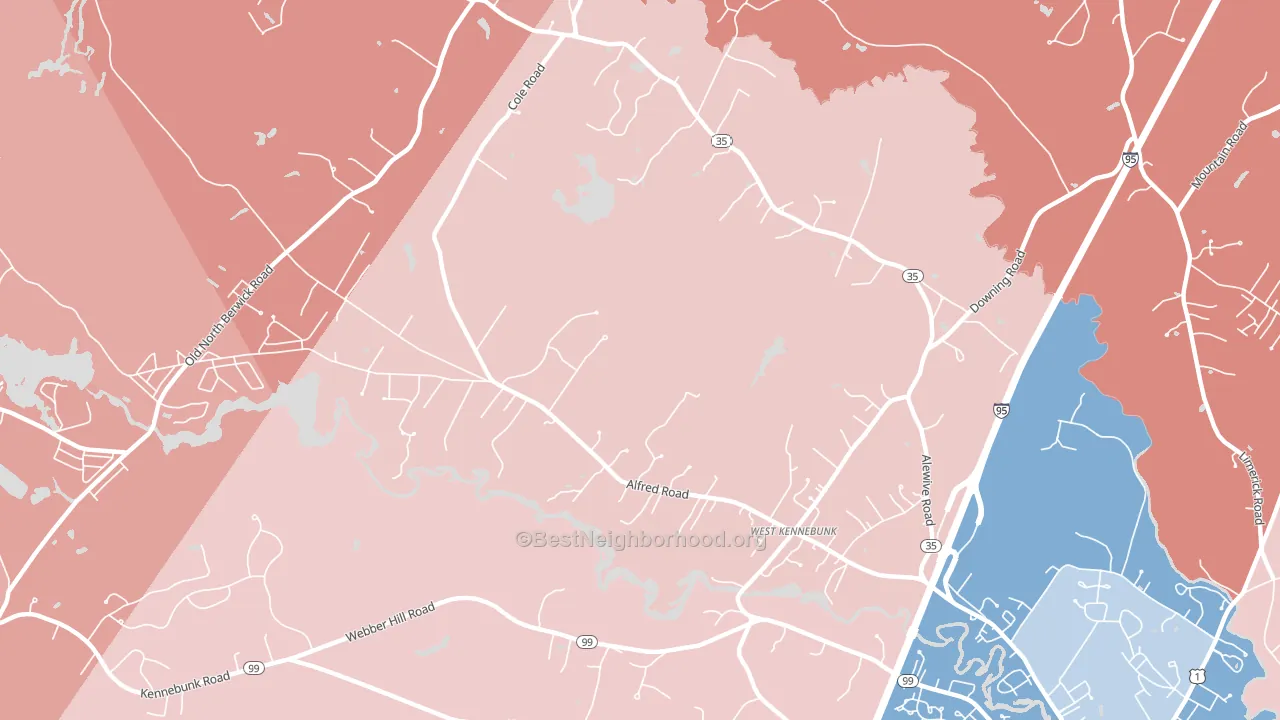West Kennebunk, ME block-group political-lean map