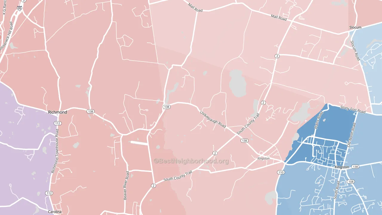 West Kingston, RI block-group political-lean map