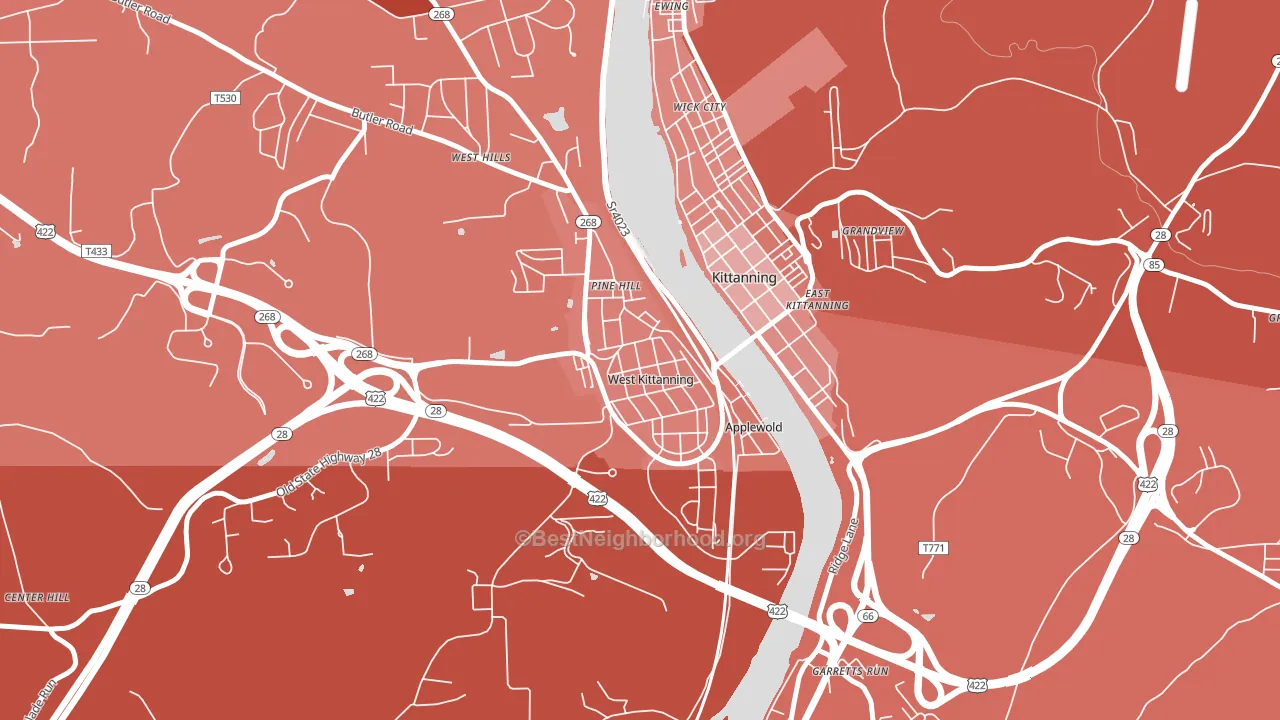 West Kittanning, PA block-group political-lean map