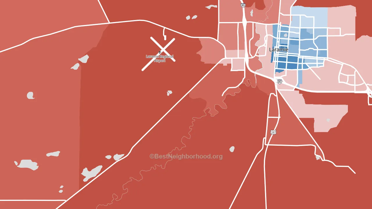 West Laramie, WY block-group political-lean map