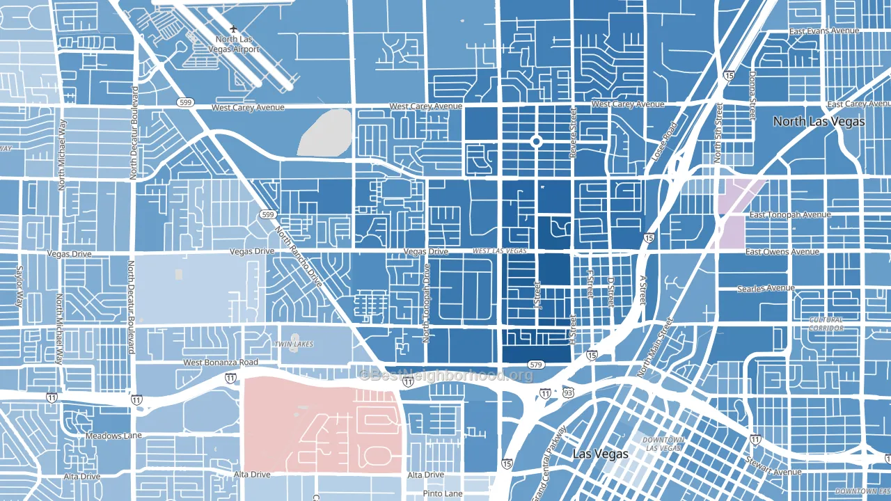 West Las Vegas, Las Vegas, NV block-group political-lean map