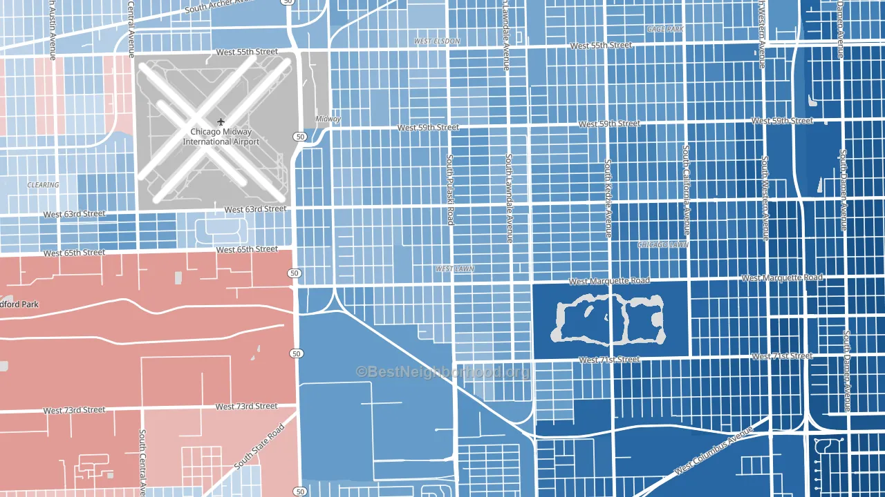 West Lawn, Chicago, IL block-group political-lean map