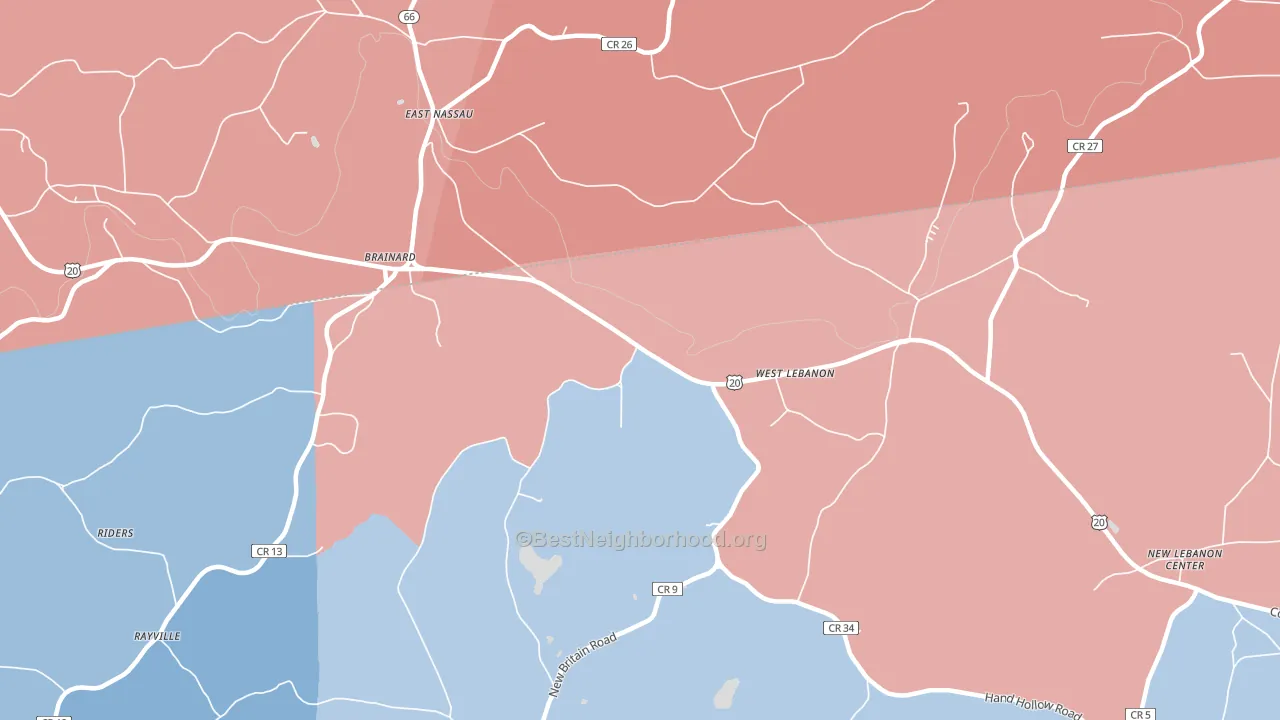 West Lebanon, NY block-group political-lean map