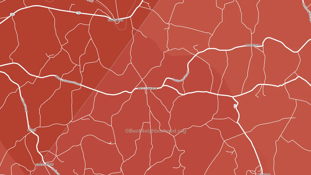 West Lebanon, PA block-group political-lean map