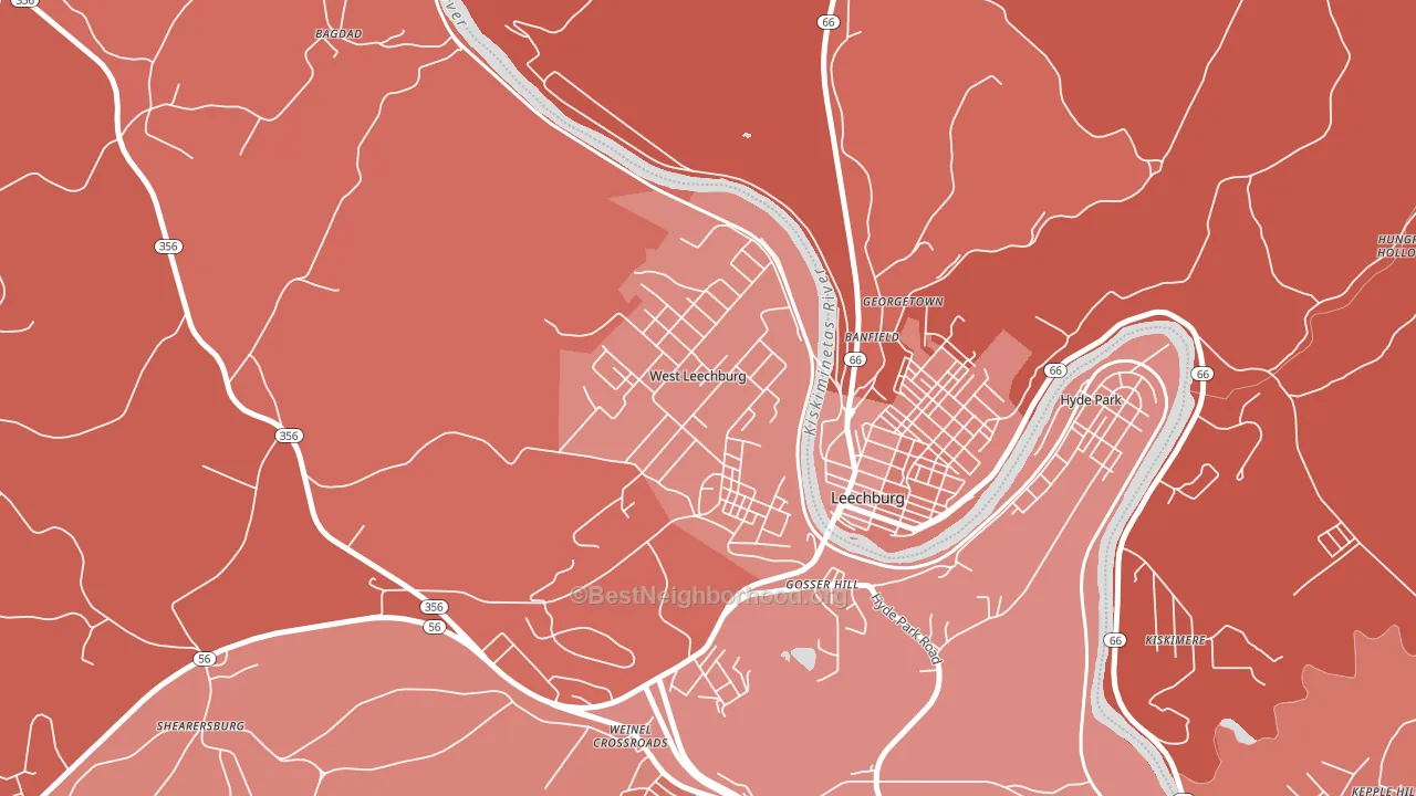 West Leechburg, PA block-group political-lean map