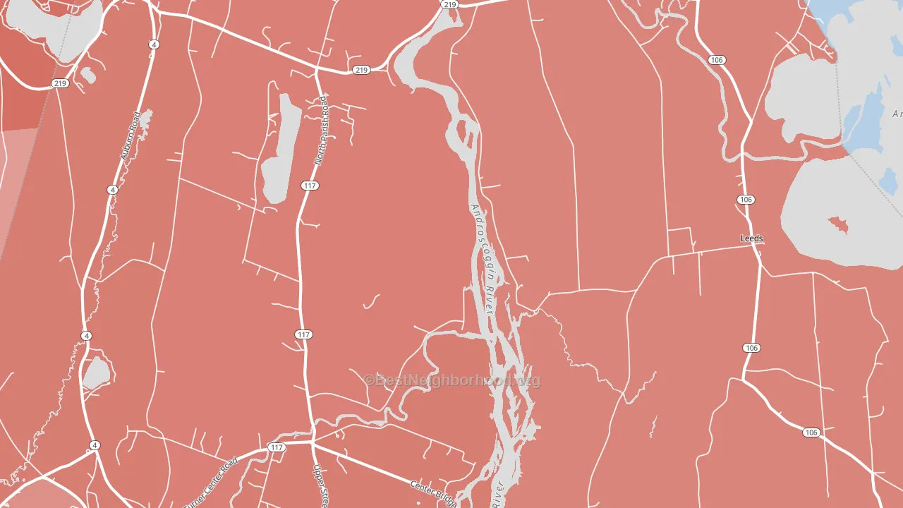 West Leeds, ME block-group political-lean map