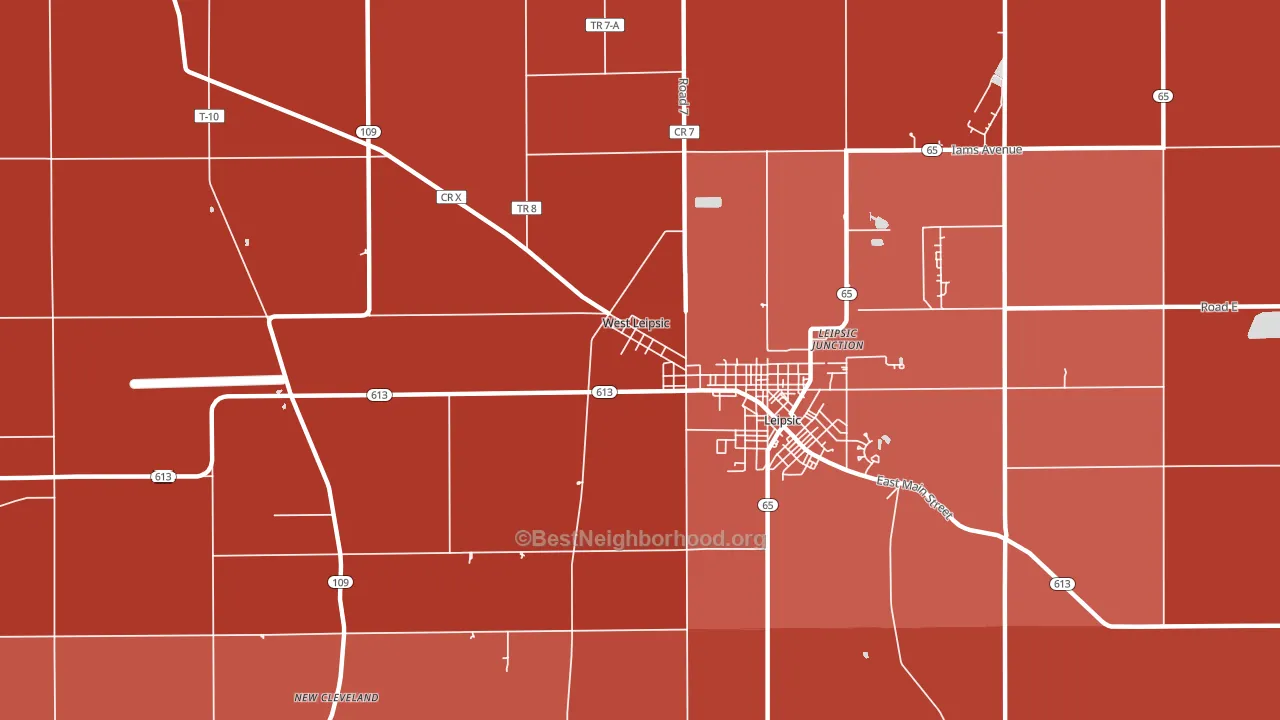 West Leipsic, OH block-group political-lean map